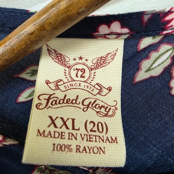 Faded Glory Womens Blue Floral Tunic Blouse W/Cross Back Detail Size 2XL XXL - Picture 5 of 15